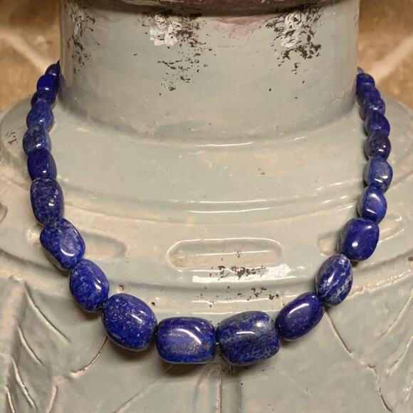 Jay King Necklace Sterling Silver & Lapis Lazuli Graduating Oblong Beaded - Picture 2 of 9
